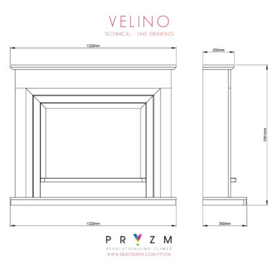 Pryzm Velino Fireplace Suite Dimensions