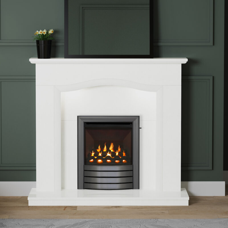 Sophia White Micro Marble Fireplace