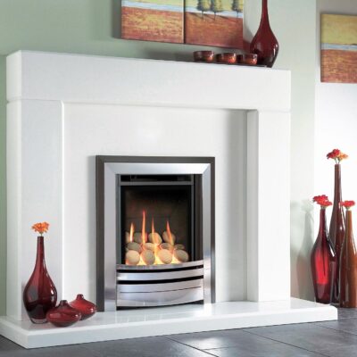 Frontier HE Hearth Mounted Black & Chrome Pebble