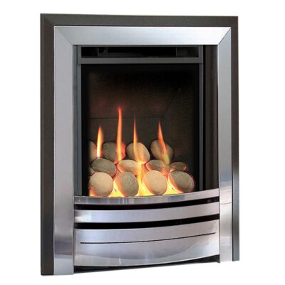 Frontier HE Hearth Mounted Black & Chrome Pebble