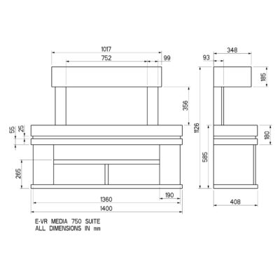 E-VR Media Suite 750 Dimensions
