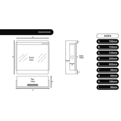 Bespoke Panoramic 3DP 700 Dimensions