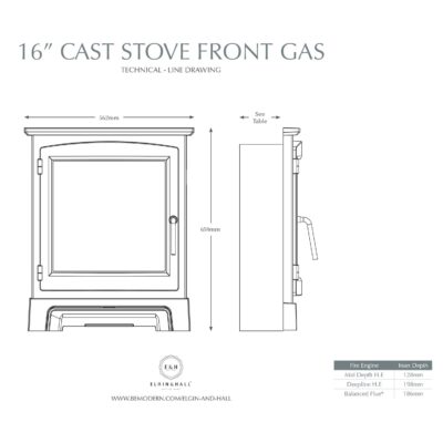 16 Cast Stove Front Dimensions