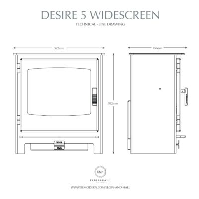 Elgin & Hall Desire 5 Widescreen MF Stove Dimensions