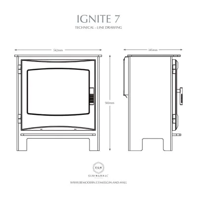Elgin & Hall Ignite 7 Gas Stove Dimensions