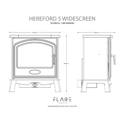 Hereford 5 Widescreen MF Stove Dimensions