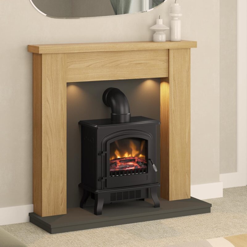Barrowden Electric Fireplace Natural Oak