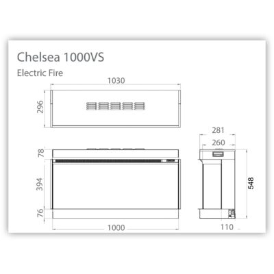 Chelsea 1000VS Electric Fire Dimensions