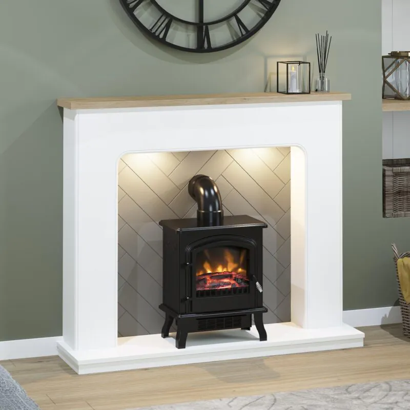 Sennen Ash White Chalet Oak and Grey Herringbone