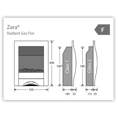Zara Radiant Gas Fire Dimensions