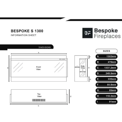 Bespoke S 1300 Dimensions