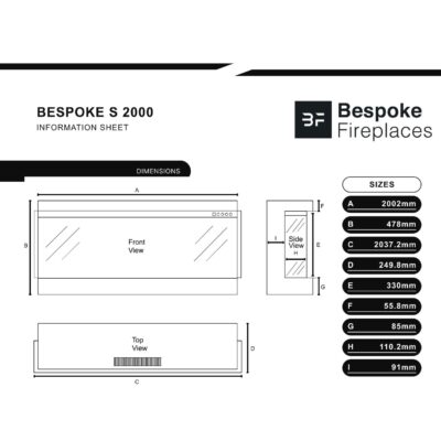 Bespoke S 2000 Dimensions