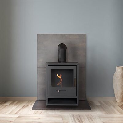 OKO S1 Grey with Black Angled Stove Pipe 1