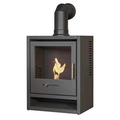 OKO S1 Grey with Black Angled Stove Pipe 2