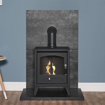 OKO S2 Grey with Black Angled Stove Pipe 1