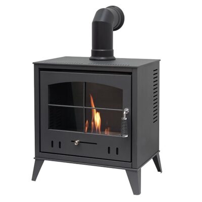 OKO S4 Grey with Black Angled Stove Pipe 1
