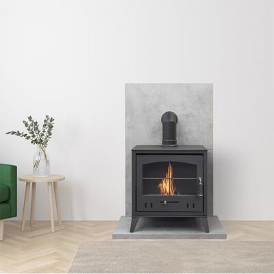 OKO S4 Grey with Black Angled Stove Pipe 2