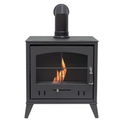 OKO S4 Grey with Black Angled Stove Pipe