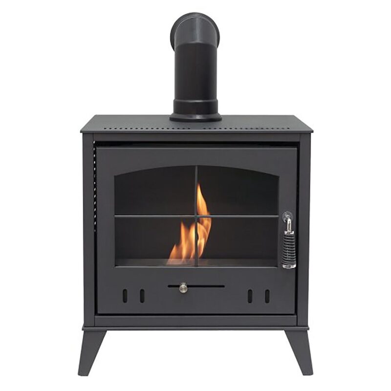 OKO S4 Grey with Black Angled Stove Pipe