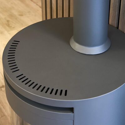 OKO S5 Grey with Tall Black Angled Stove Pipe 2