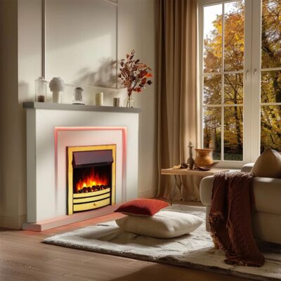 Oregon Suite Grey Shelf Brass Fire