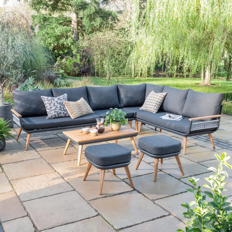 49500 Kimora Corner Set with Grey Fabric Cushion