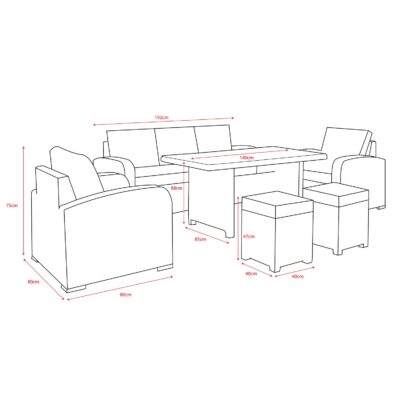 22201 Longbeach 5 Seat Lounge Set