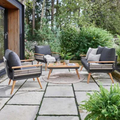 49503 Kimora 4 Seat Lounge set with Grey Fabric Cushion