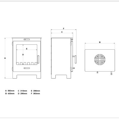Portway Arundel Bioethanol Dimensions