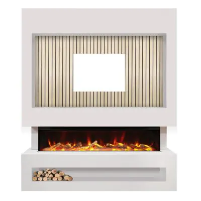 S1600 Media Wall Suite White Oak No TV