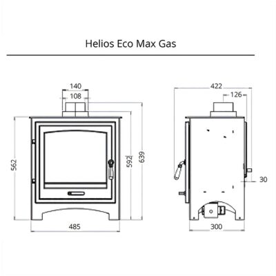 Helios Eco Max Gas Stove Dimensions