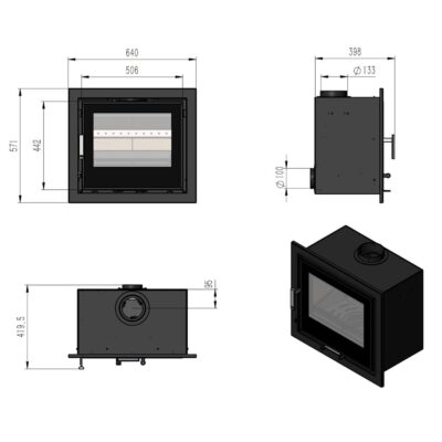 WM 7i Inset Stove Dimensions