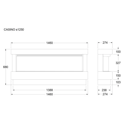 E-VR Casino s1250 Suite Dimensions