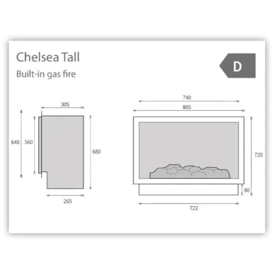 Chelsea Tall Built In Gas Fire Dimensions